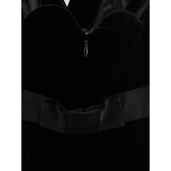 Milly NY Designer Women's Black Scallop Strapless Velvet Formal Dress Back Bow 8 - Picture 6 of 11